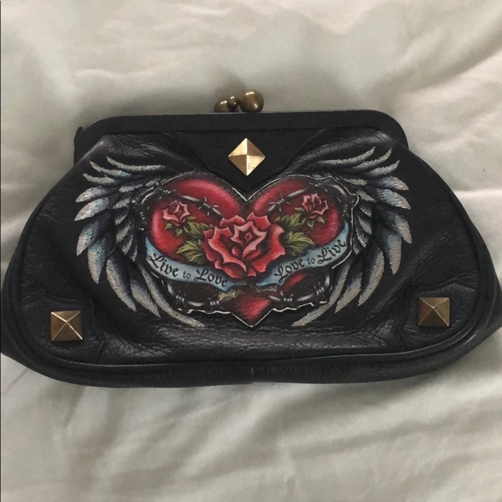 Isabella Fiore Black leather clutch